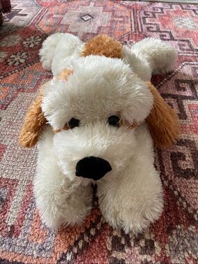 Plush Puppy Stuffed Animal - Cream and Brown Huggable Dog